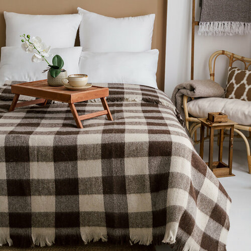 Суконная фабрика Плед Геометрия 140х200см, коричневый, шерсть 50%, полиэфир 50% 400г/м