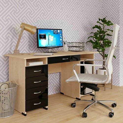 Компьютерный стол Милан 10 1435х75х60 клен темный шоколад глянец 28072₽