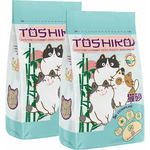 TOSHIKO наполнитель древесный комкующийся для туалета кошек с ароматом зеленого чая (5 + 5 л) зооник комкующийся наполнитель комкующийся для туалета кошек 5 5 л
