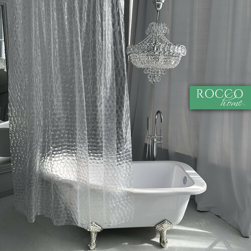 Штора для ванной занавеска водонепроницаемая 3D шторка для душа в ванную 180х180 штора с кольцами