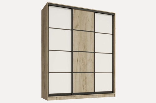 Изображение товара Шкаф купе, для одежды Айсберг 3, МФ-Купе, 160х45х240, белье/платье/белье, цвет дуб крафт серый и белый, профиль коньяк