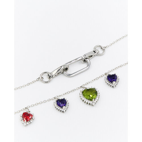 Колье TATI YORK, фианит, длина 40 см, розовый, фиолетовый