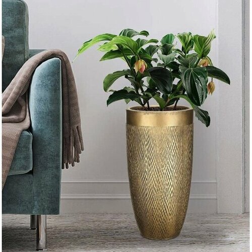 Кашпо напольное Idealist Lite IDEALIST Лотус Высокое круглое файберстоун золото Д24 В46 см MESHV24-GLD 4335₽