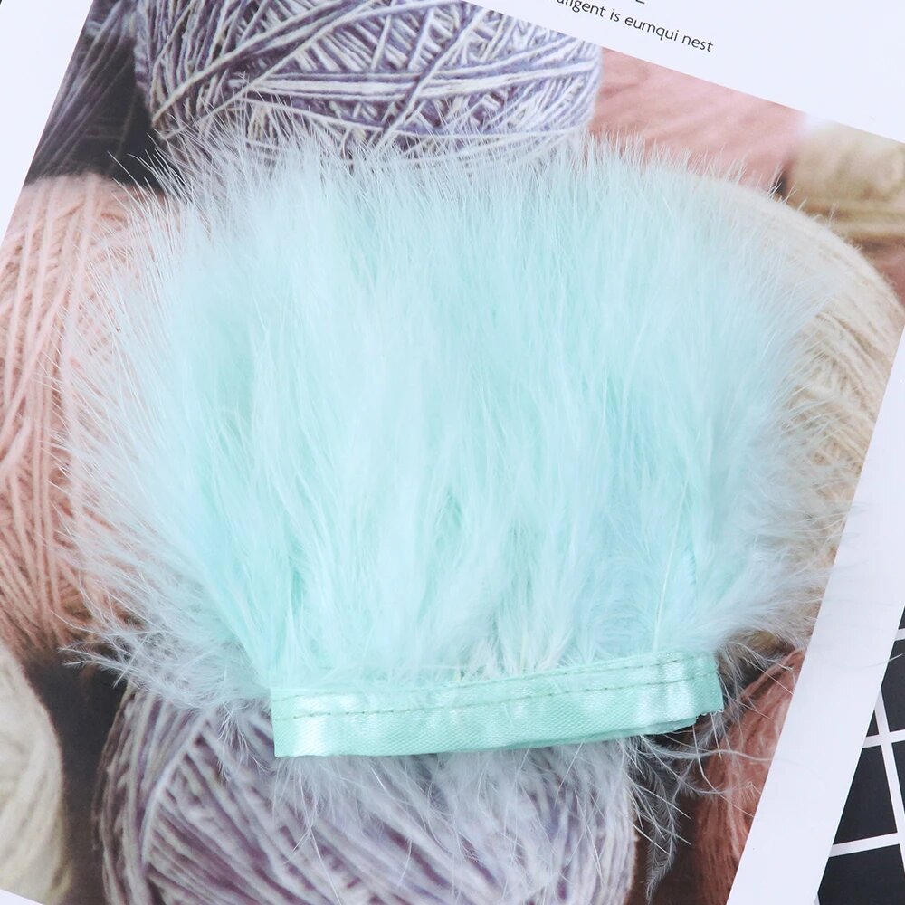 Декоративная лента из перьев марабу WqlcraftS 1 метр Mint Green
