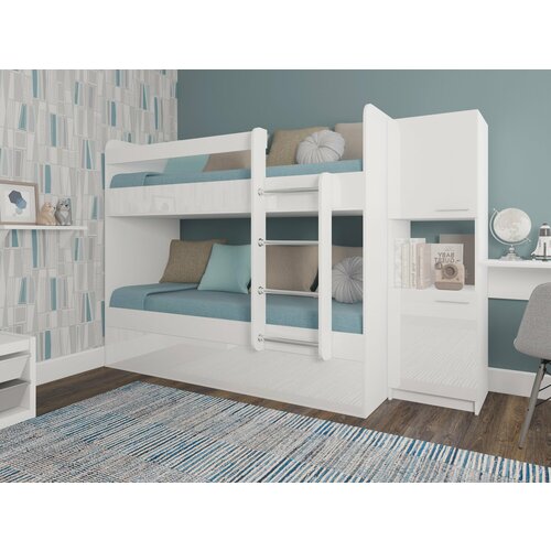 Кровать двухъярусная Есэндвич kids Лаворо 160х70 см, правая (Белый/Белый глянец)