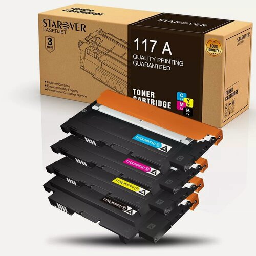 Изображение товара Комплект HP 117A с чипом ( W2070A, W2071A, W2072A, W2073A) для HP Color Laser 150a , 150nw , 178nw , 179fnw, совместимые
