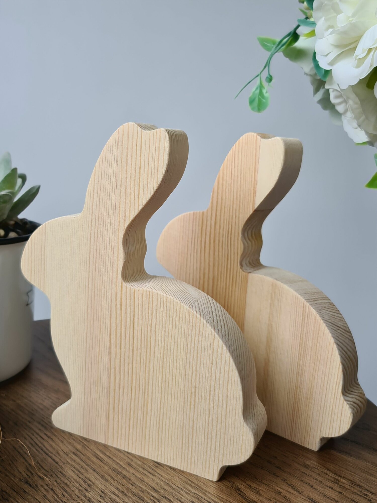 Заготовка Арт-Птица "Два Зайчика", сосна, 125x100x18 мм, 2 шт, бежевая, светло-бежевая, слоновая — фото 1