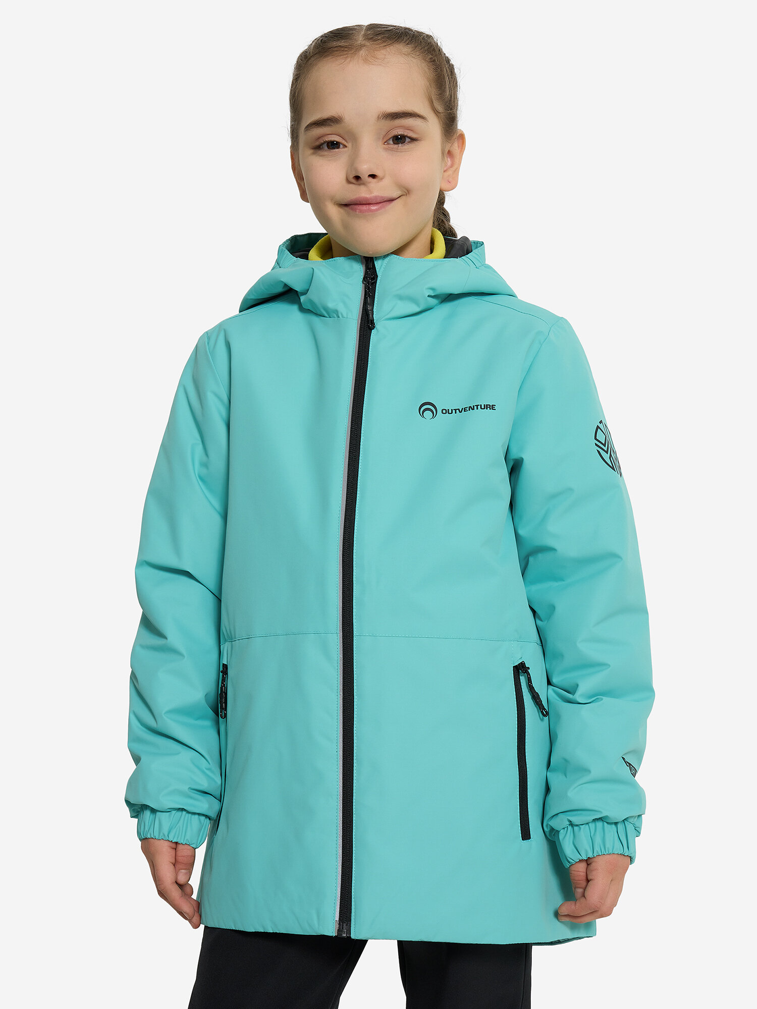 Куртка спортивная OUTVENTURE Girls Padded Jacket, размер 134/140, бирюзовый — фото 1