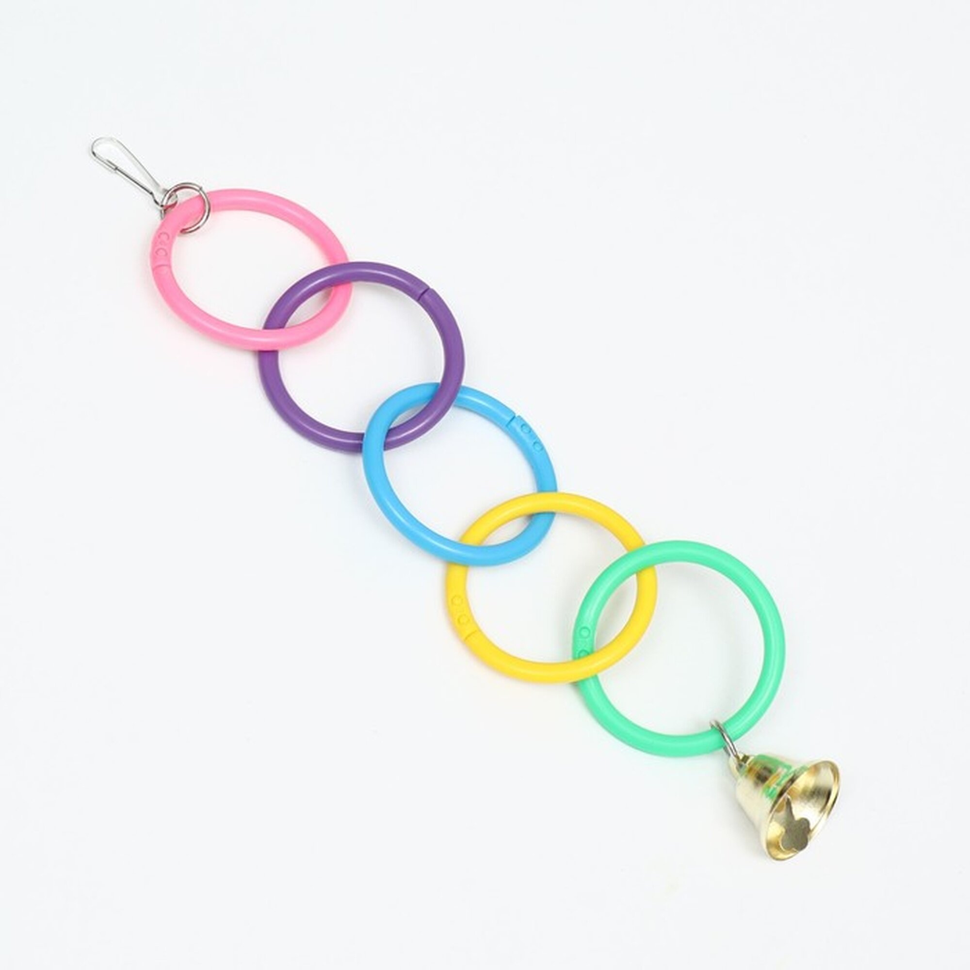 Игрушка для птиц Adel Pet "Разноцветные кольца" пластик с колокольчиком 5 шт