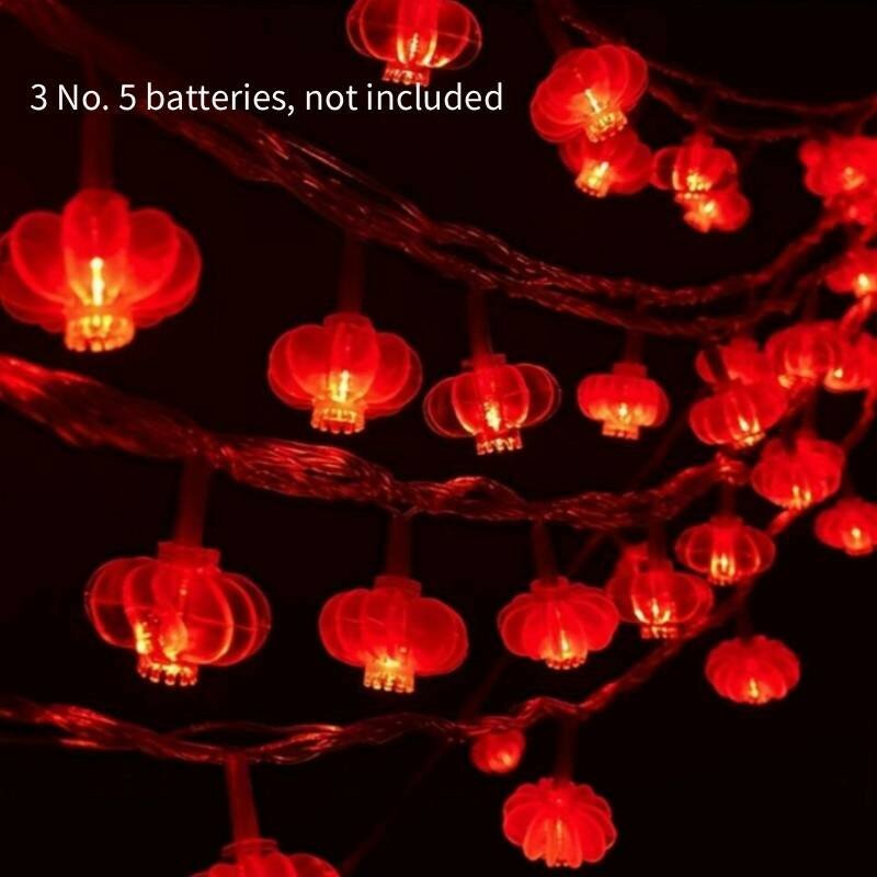 Светодиодная гирлянда бренда no name для китайского нового года с красными фонарями для дома и улицы батарейки 10 м