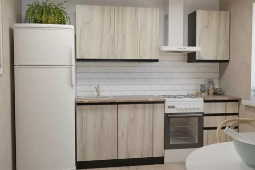 Изображение товара Кухонный гарнитур Герда Равенна стандарт 1600 мм, каркас ЛДСП, фасад ЛДСП, Венге/Дуб браун