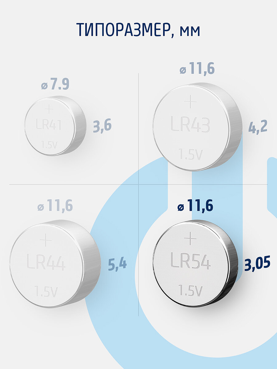 Батарейки алкалиновые фотон LR54/AG10/G10/LR1130, 10 шт в блистере — фото 1