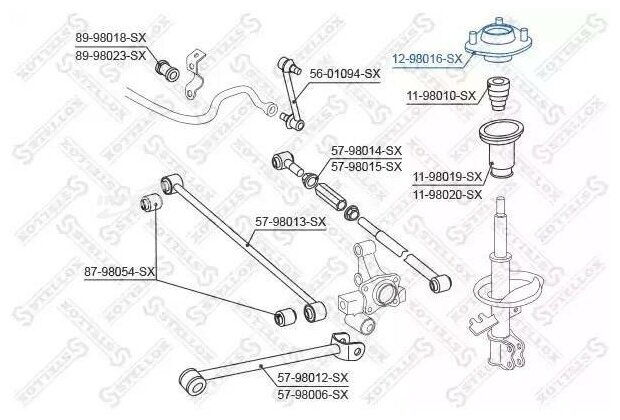 STELLOX 1298016SX 12-98016-SX_опора амортизатора заднего!\ Toyota Camry all 91-96 1шт