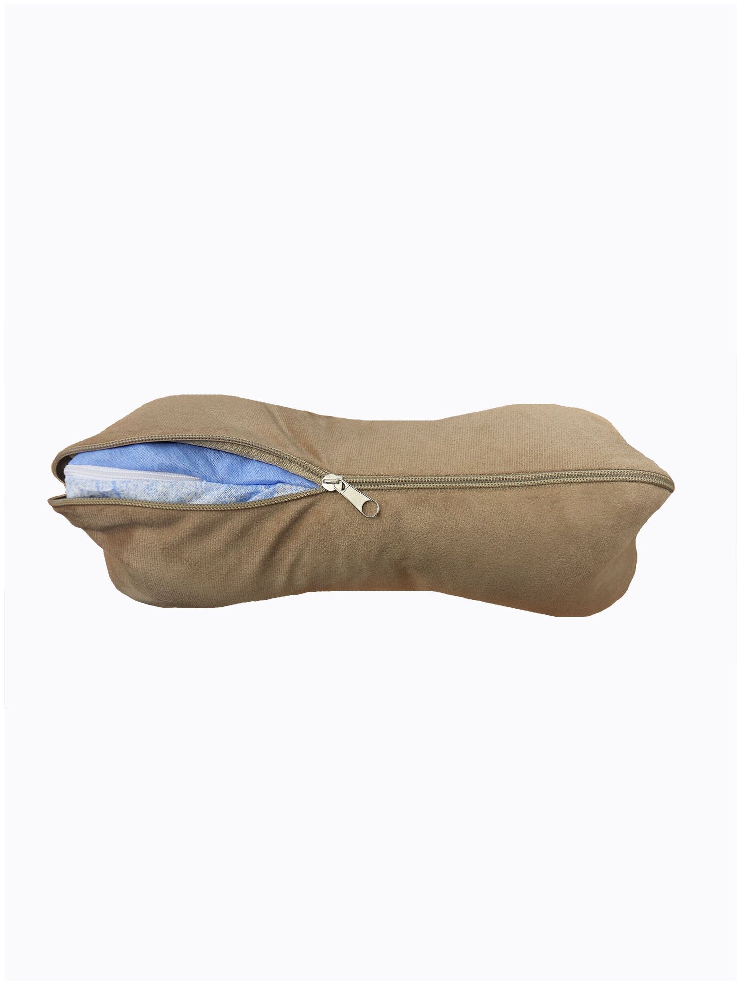 Полезная подушка-валик Косточка с гречневой лузгой бежевый - фотография № 2