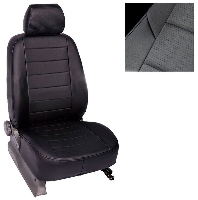 фото Чехлы из экокожи Seintex для Audi Q3 I 2011-2018 (черные, 91455)