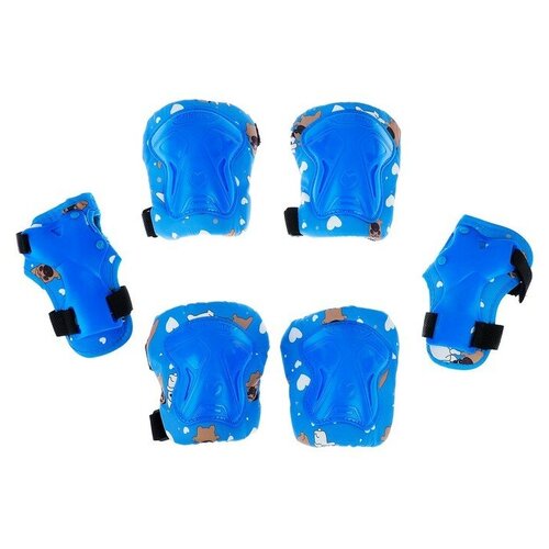 Защита роликовая детская: наколенники, налокотники, защита запястья, размер M, цвет голубой