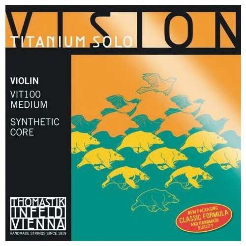 Смычковые инструменты Thomastik VIT100 Vision Titanium Solo Комплект струн для скрипки размером 4/4, среднее натяжение