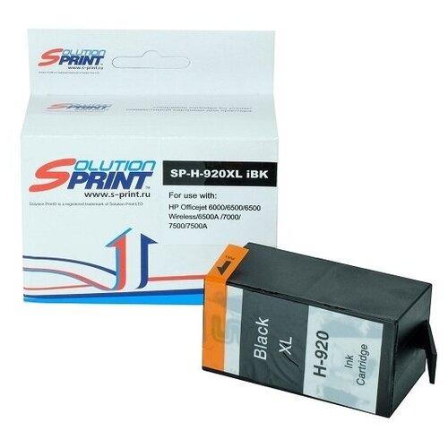 Картридж Solution Print Sprint SP-H-920XL Bk CD975AE, черный, для струйного принтера, совместимый картридж sprint sp o 822 bk 44844628 для oki совместимый