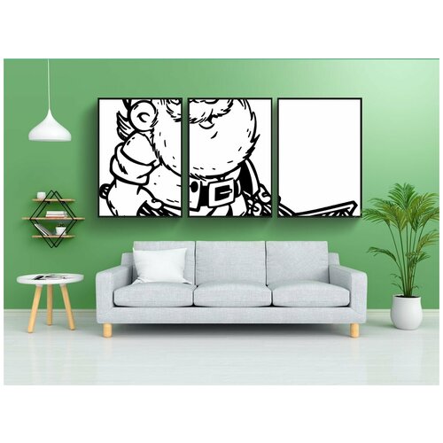 фото Набор модулных постеров для интерьера "гном линии искусства, гном, барт" 60x90 см. в тубусе, без рамки lotsprints