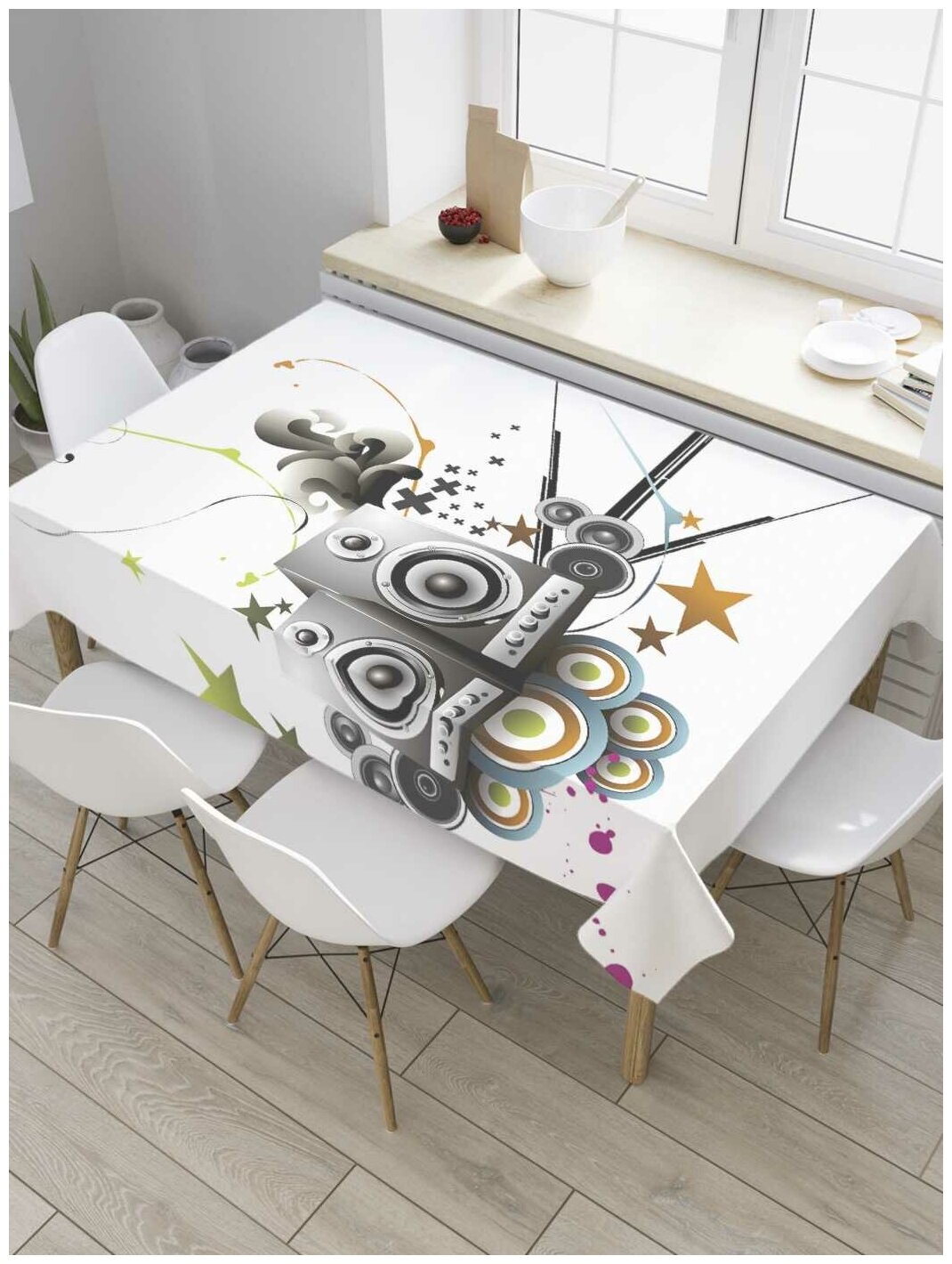 Скатерть прямоугольная JoyArty на кухонный стол "Акустика" из оксфорда, 120x145 см
