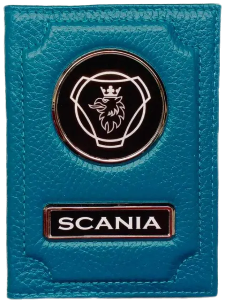 Обложка для автодокументов Scania (скания) кожаная флотер 