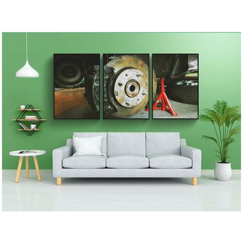 фото Набор модулных постеров для интерьера "тормоз, диск, тормозной диск" 60x90 см. в тубусе, без рамки lotsprints
