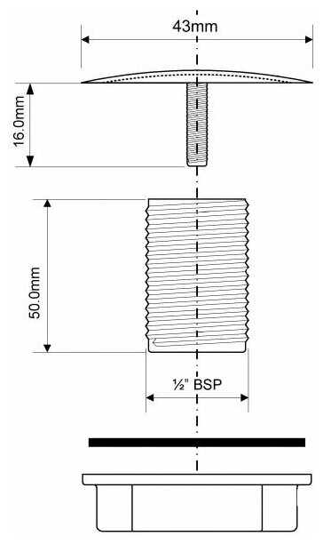 Заглушка для перелива раковины McAlpine (TAPSTOP50-SS) - фотография № 2