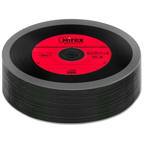 Диск Mirex CD-R 700Mb 52X MAESTRO Vinyl (виниловая пластинка), красный, упаковка 25 шт. диск mirex cd r 700mb 52x maestro vinyl bulk упаковка 25 шт 5 цветов по 5 дисков
