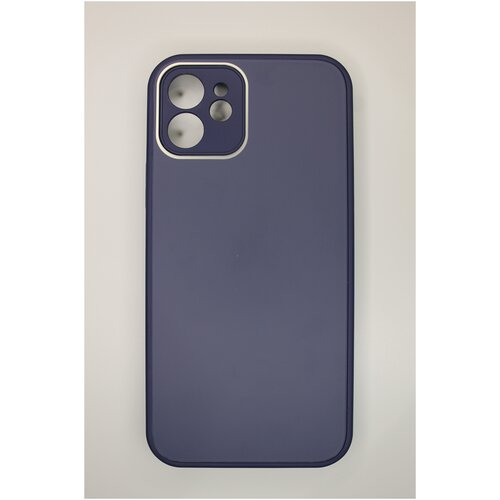 фото Чехол защитный стекло матовый для iphone 12 темно-синий без бренда 