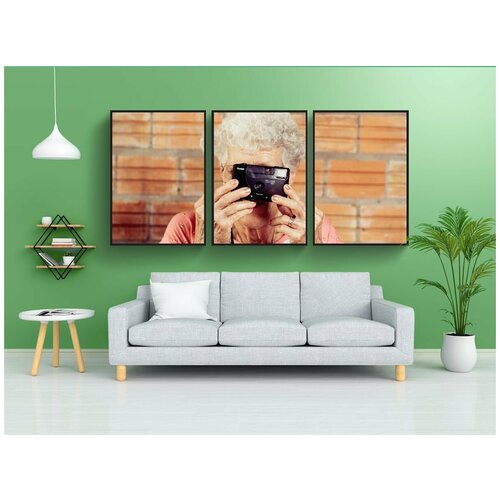 фото Набор модулных постеров для интерьера "апельсин, люди, женщина" 60x90 см. в тубусе, без рамки lotsprints