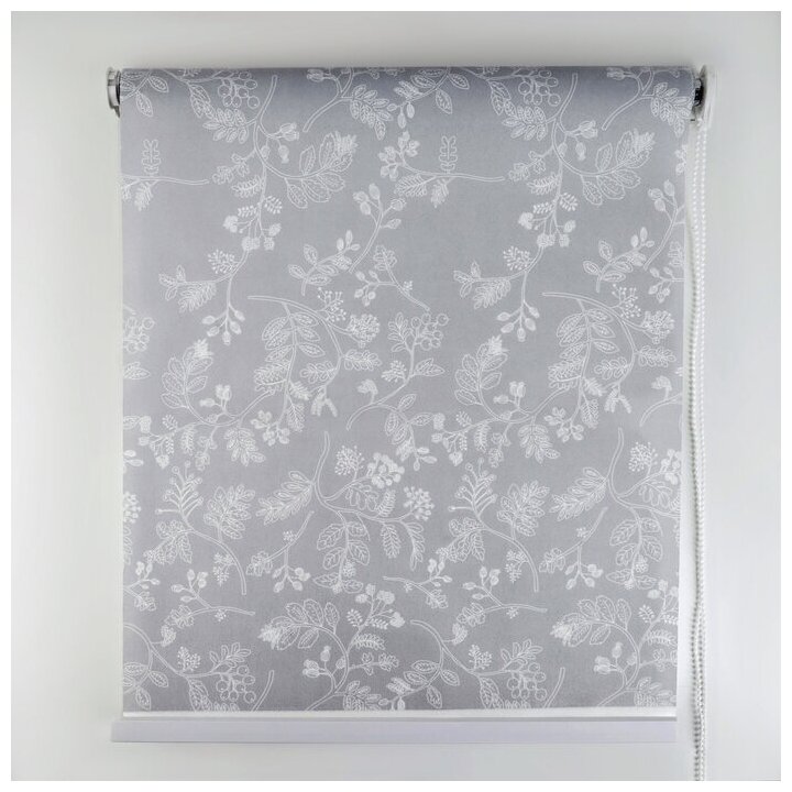 фото Штора рулонная «Цветенье», 90×200 см (с учётом креплений 3,5 см), цвет серый
