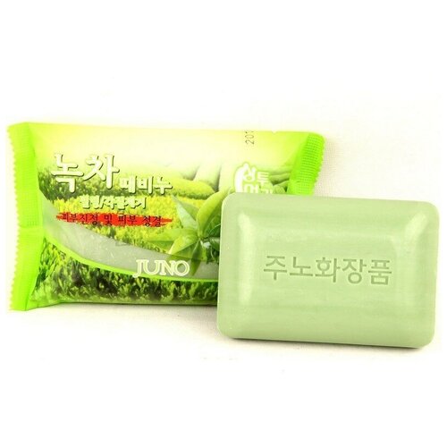 JUNO Green Tea Peeling Soap - Мыло с отшелушивающим эффектом с зеленым чаем 150 гр juno мыло с отшелушивающим эффектом с зеленым чаем sangtumeori peeling soap green tea 150 гр