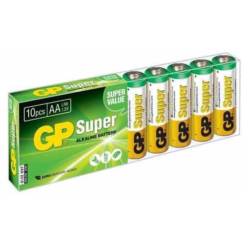 Батарея GP Super Alkaline 15A LR6 AA (10шт) (10 шт. в упаковке) батарейка aa lr06 щелочная gp super alkaline 10 шт в упаковке gp 15a b10