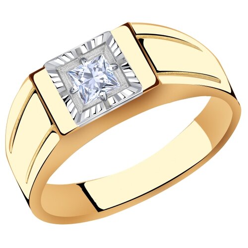 фото Золотое кольцо aquamarine 62014 с фианитом diamant-online