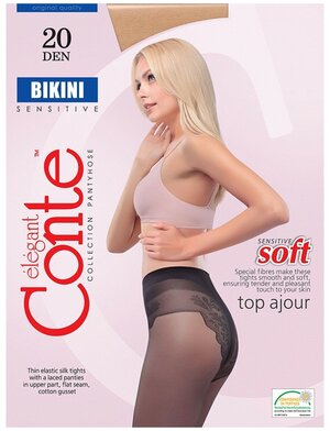 Колготки Conte elegant Bikini, 20 den, размер 2, серый