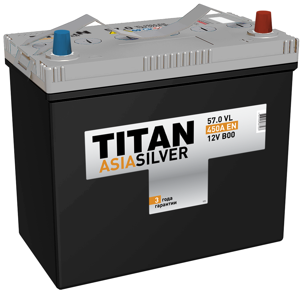 Аккумулятор TITAN ASIA SILVER 57 А.ч 450 А (Обратная полярность)