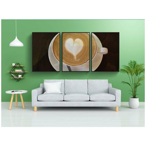 фото Набор модулных постеров для интерьера "капучино, барриста, сердце" 60x90 см. в тубусе, без рамки lotsprints