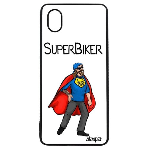 фото Дизайнерский чехол на // samsung galaxy a01 // "супербайкер" юмор мотоциклист, utaupia, белый