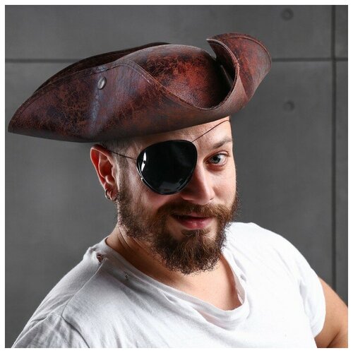 фото Карнавальная шляпа "пират", 56-58 см, цвет коричневый страна карнавалия