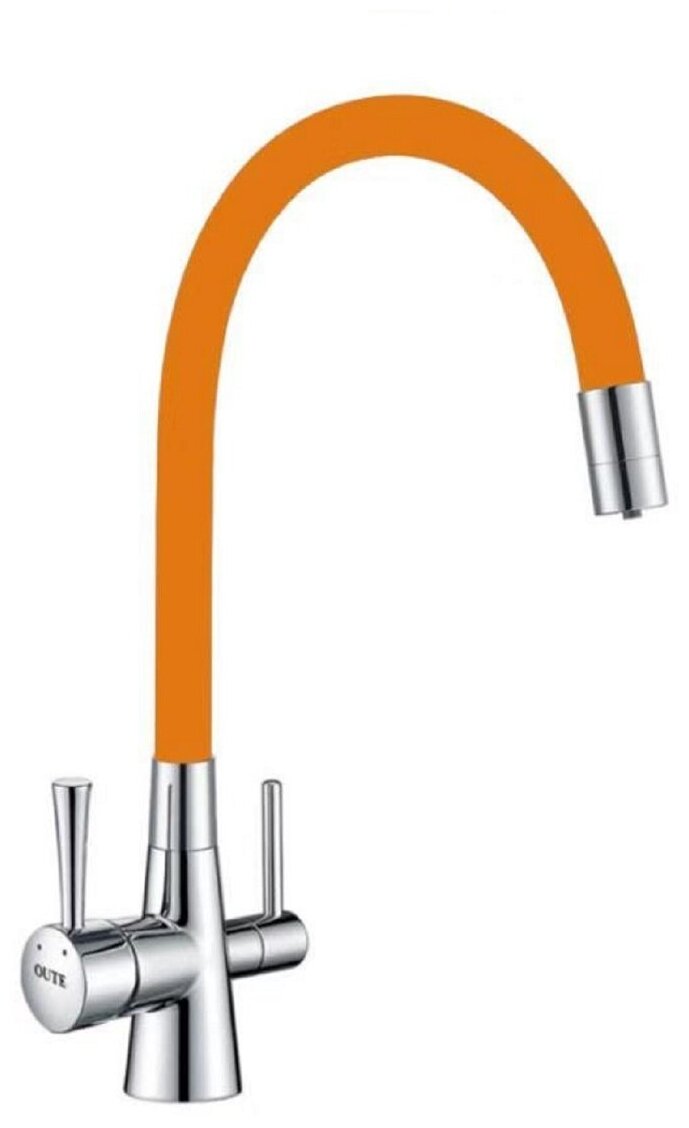 Кухоный смеситель под фильтр из латуни, гибкий излив оранжевый цвет. Oute T60003B-4