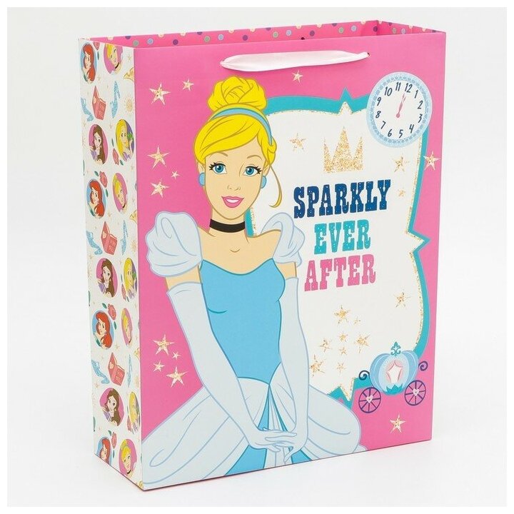 Пакет подарочный для девочки с ручками Disney Принцессы "Good hair day", ламинированный, цвет розовый, размер 31х40х11,5 см