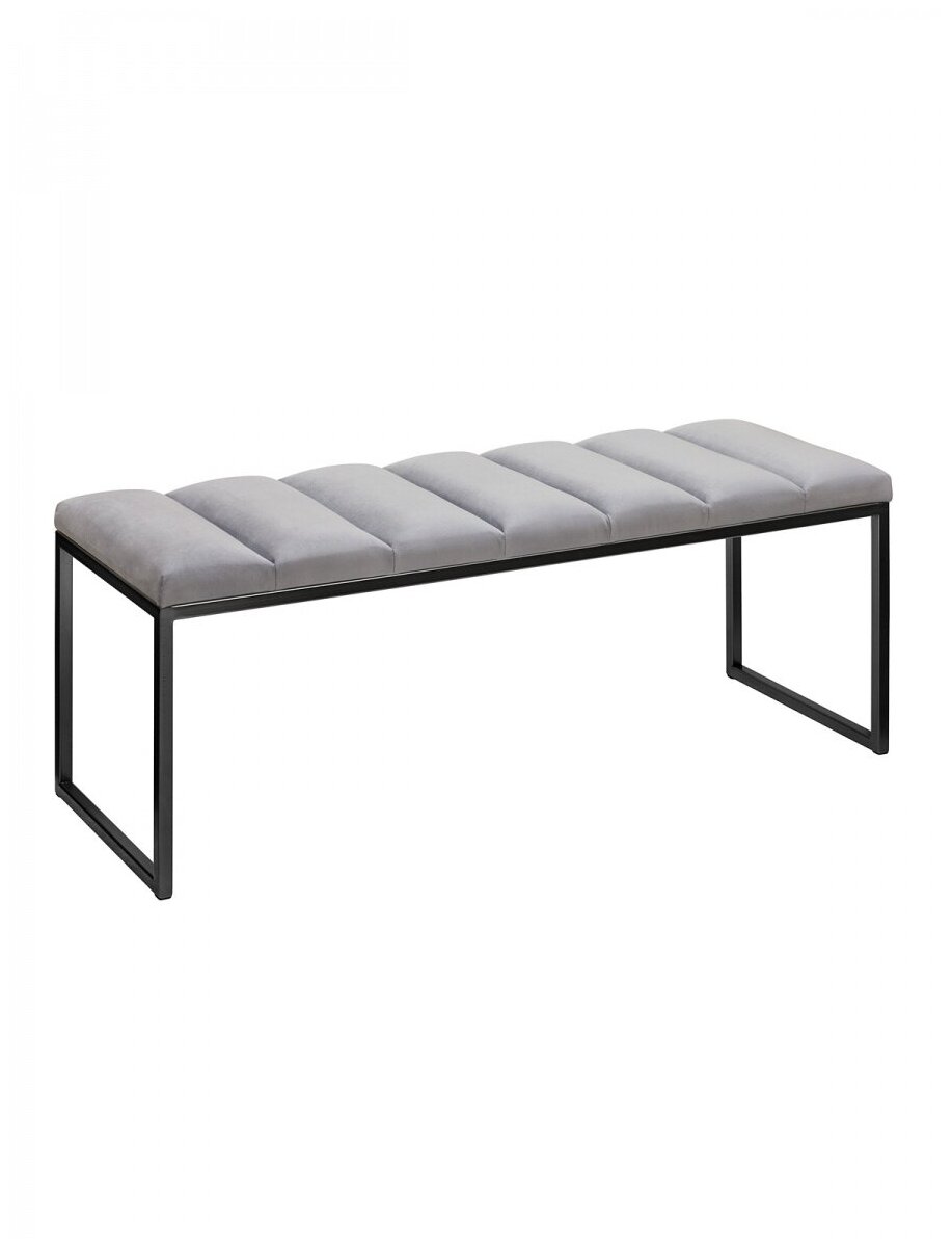 Банкетка для прихожей, для спальни GREENWEEN ALBA, черный карскас, сидение велюр цвет Light Blue, Bulon 1100х400х435 — фото 1