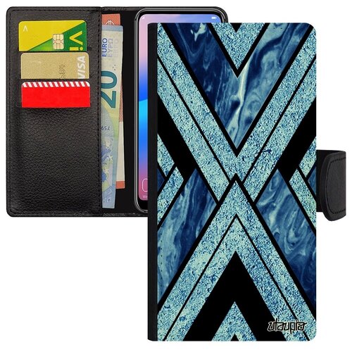 фото Красивый чехол книжка для мобильного // samsung galaxy a40 // "икс- орнамент" иллюзия гора, utaupia, синий