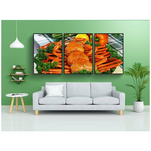 фото Набор модулных постеров для интерьера "снежный краб, краб на пару, снежный краб ёндок" 60x90 см. в тубусе, без рамки lotsprints