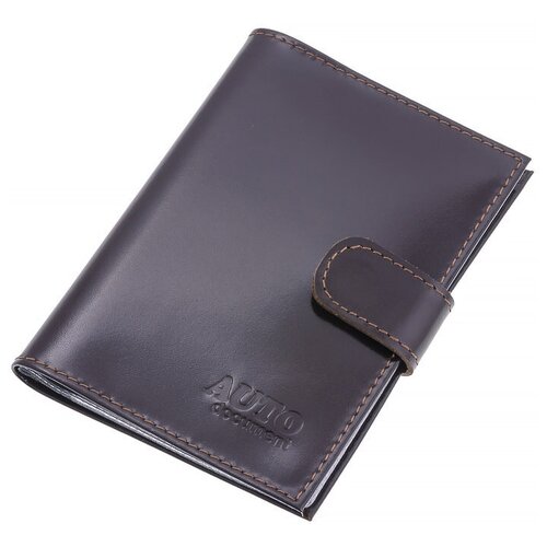 фото Кошелек бумажник водителя из натуральной кожи мужской темно-коричневый cro-o-178-88 кроко