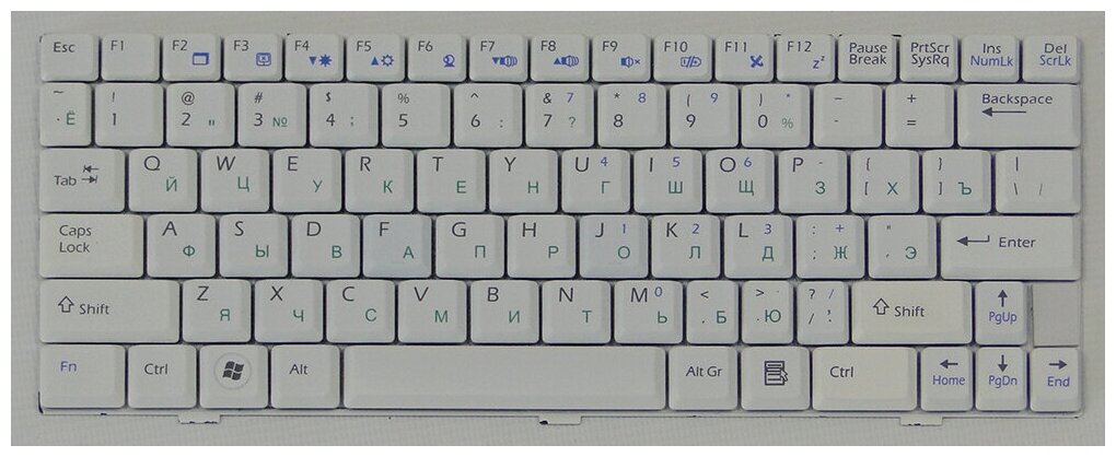 Клавиатура keyboard S1N-1UUS351-SA0 для ноутбука MSI Wind U90 U100 U110 U115 U120 Clevo M1000 DNS 0119849 RoverBook Neo U100 Series белая 1734₽