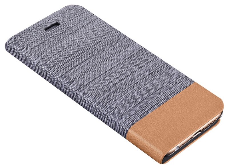Чехол-книжка MyPads для Asus Zenfone Max Pro (ZB602KL) из водоотталкивающей ткани под джинсу с вставкой под кожу серый