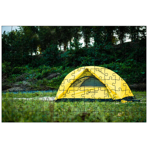 фото Магнитный пазл 27x18см."палатка, отдых на природе, на открытом воздухе" на холодильник lotsprints