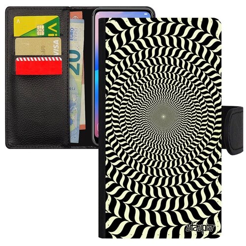 фото Простой чехол книжка для телефона // xiaomi mi 8 lite // "иллюзия круга" дизайн движение, utaupia, черный