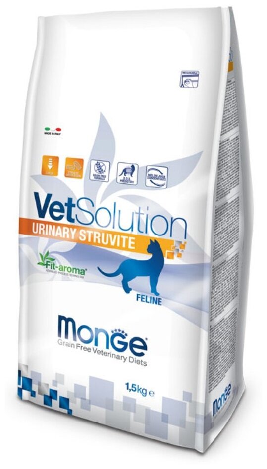 Сухой корм для кошек Monge VetSolution, для лечения МКБ, беззерновой 1.5 кг
